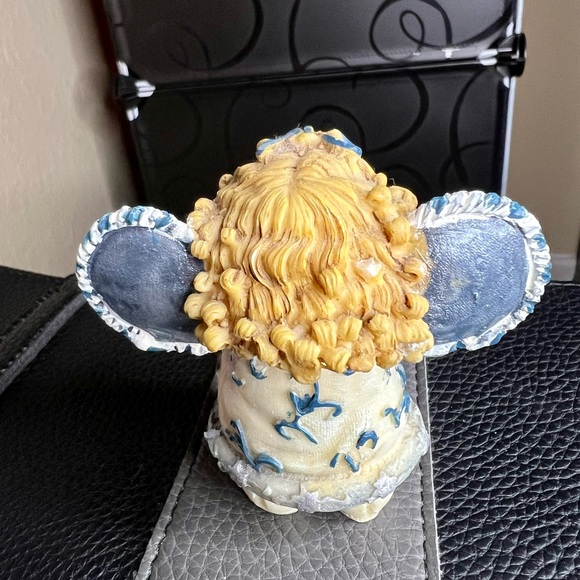 Vintage Angel in Blue Holding Star Blond Curly Hair 3.5" Figurine Ornament - Picture 4 of 5